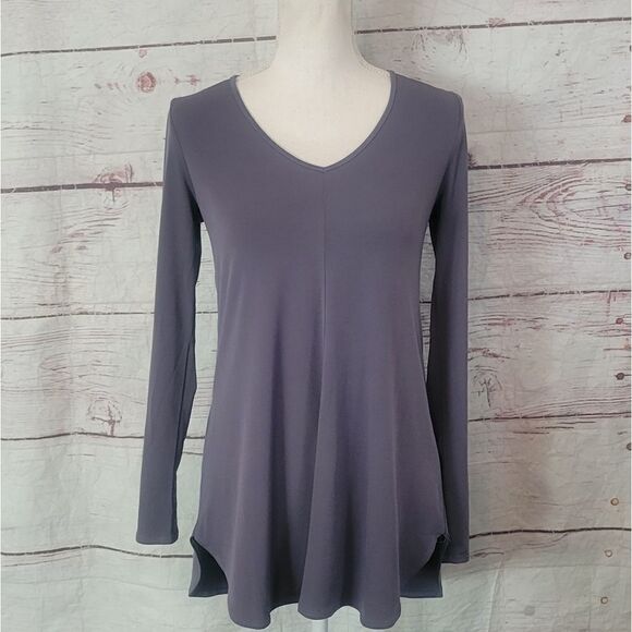 Franne Golde Christina Long Sleeve V Neck Jersey Tunic Top Size Small NWT - Picture 1 of 6